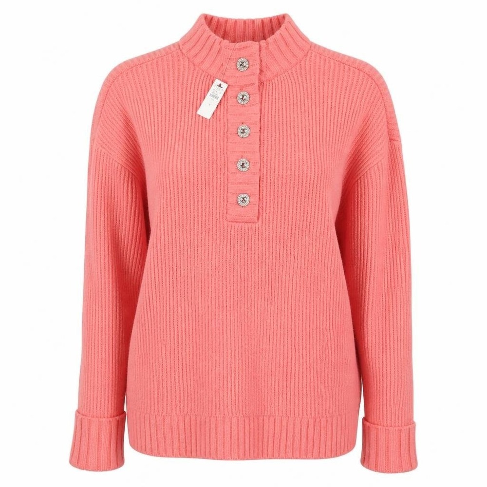 Talbots Sweater Womens 0X Pink Wool Preppy Coastal Grandma Mock Neck Ribbed